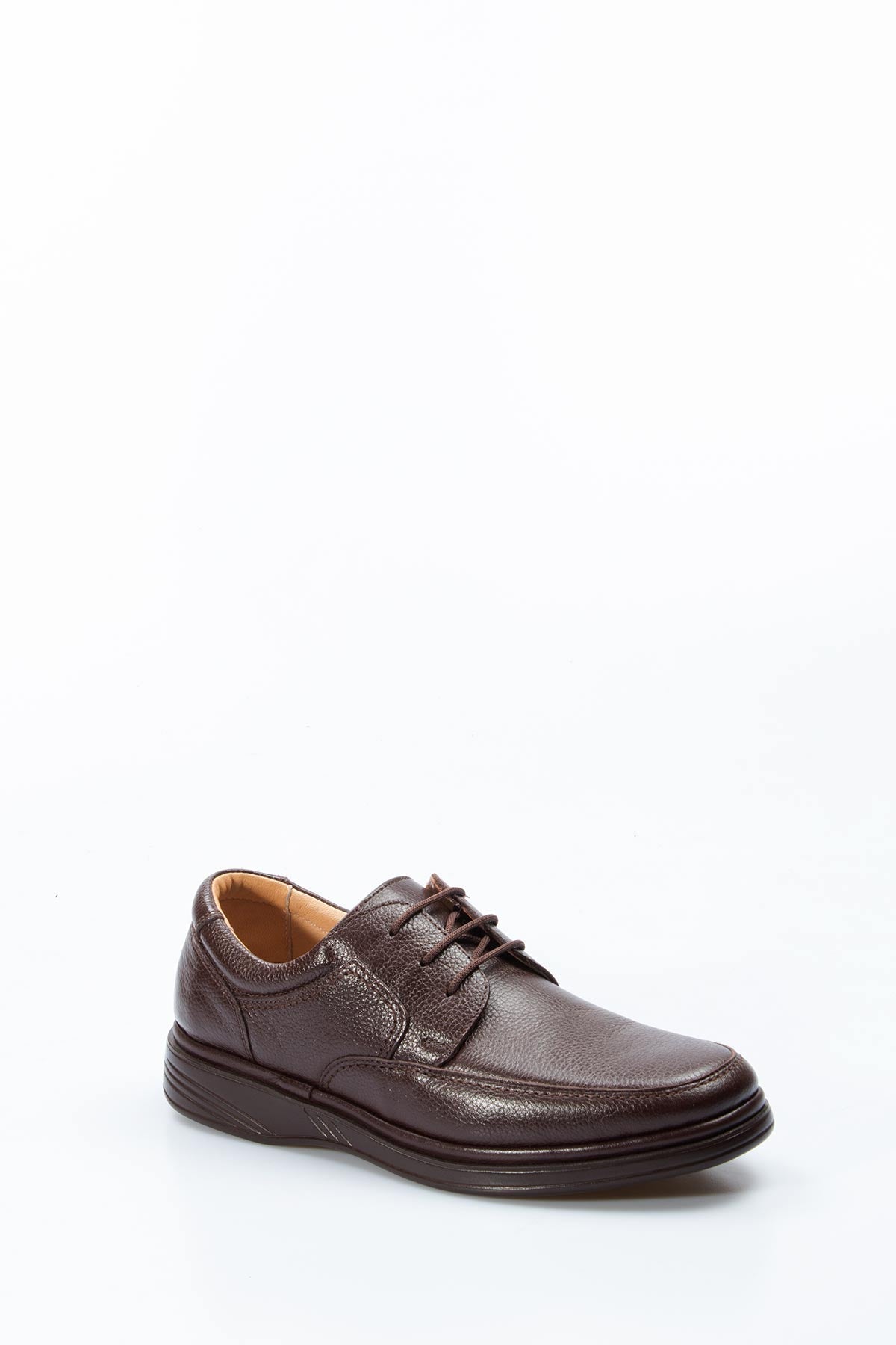 Men's Brown Orthopedic Leather Casual Lace-Up Comfort Shoes – styled view