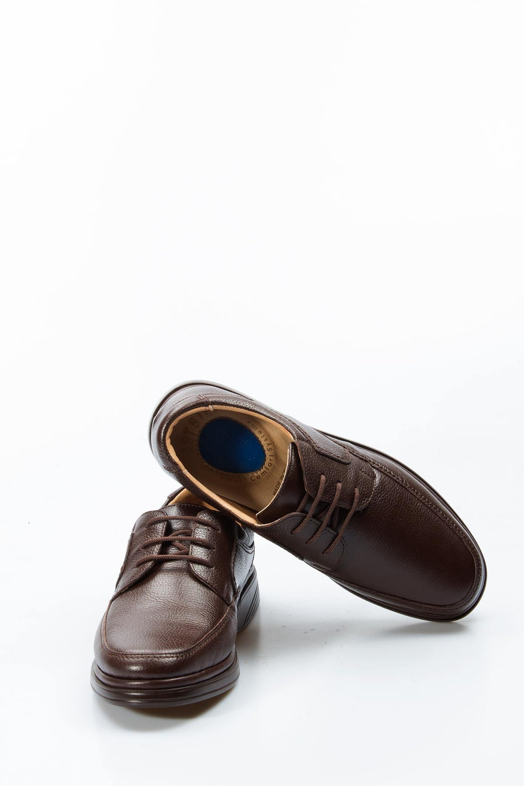 Men's Brown Orthopedic Leather Casual Lace-Up Comfort Shoes – close up view