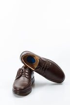 Men's Brown Orthopedic Leather Casual Lace-Up Comfort Shoes – close up view