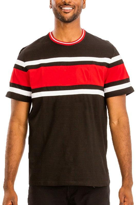 Men's Shirts - Tee's Men's Cotton Three Stripe T-Shirt 2XL 3XL