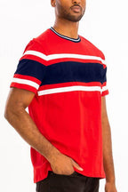 Men's Cotton Three Stripe T-Shirt 2XL 3XL - VacationGrabs