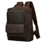 Men’s Crazy Horse Leather Backpack 15.6" Laptop School Bag