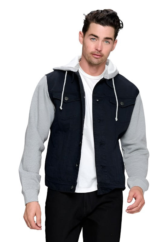 Penkiiy Men Casual Solid Thick Denim Jacket Plus Fleece Turndown Jacket  Pocket Coat Hoodies Sweatshirts Cotton Polyester Dark Blue on Sale -  Walmart.com