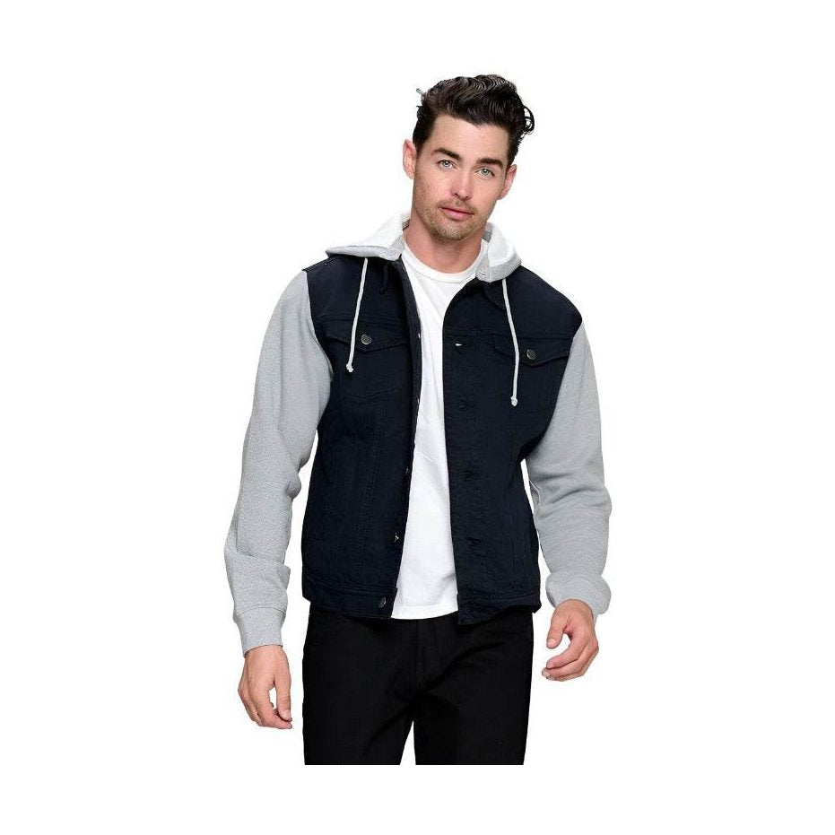 Men's Denim Jacket with Fleece Hoodies - VacationGrabs
