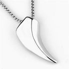 Men's high polished necklace featuring a sleek silver claw pendant on a chain