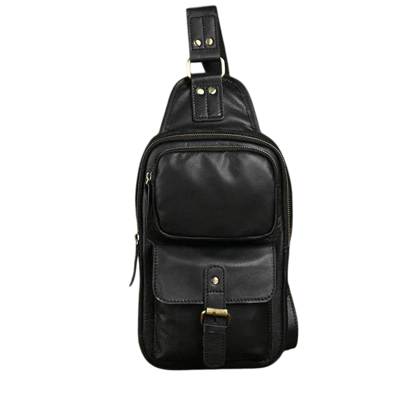 Men’s Leather Chest Bag Big Capacity Sling Crossbody Bag