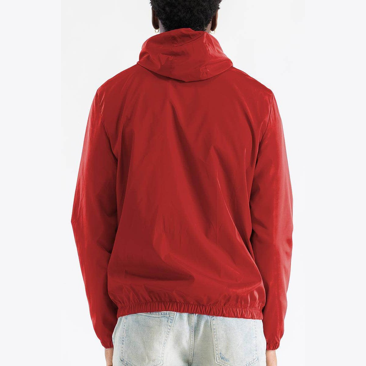 Men's Red Black Trim White Reflective Zipper Windbreaker - VacationGrabs