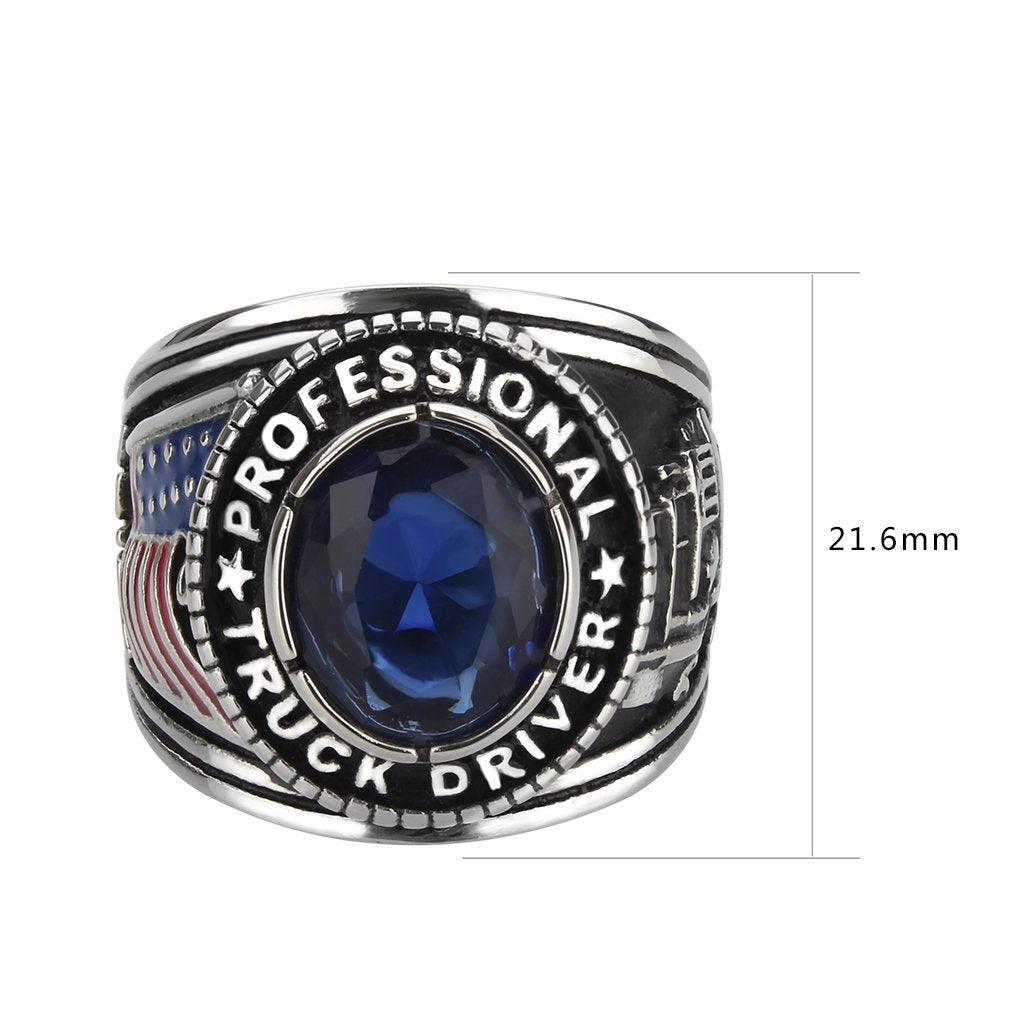 Men's Jewelry - Rings Men's Rings - TK30320 - Trucker Ring in Montana Blue