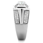 Men's Rings - TS385 - Rhodium 925 Sterling Silver Ring with - VacationGrabs