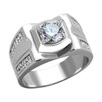 Men's Rings - TS385 - Rhodium 925 Sterling Silver Ring with - VacationGrabs