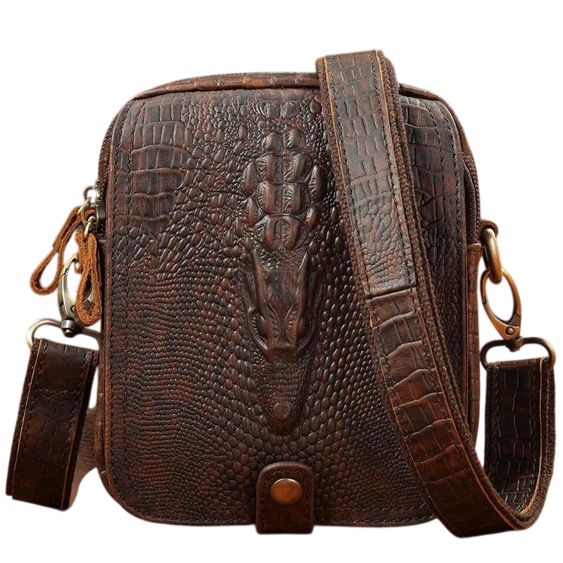 Men’s Vertical Leather Single Shoulder Crossbody Bag