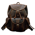Mochila unisex de cuero Crazy Horse para hombres y mujeres