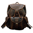 Mochila unisex de cuero Crazy Horse para hombres y mujeres