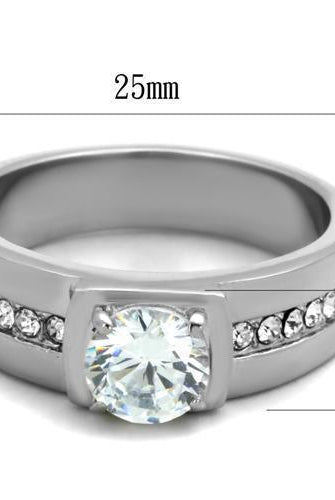 Men's Jewelry - Rings Men Stainless Steel Cubic Zirconia Rings TK1816