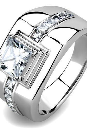 Men's Jewelry - Rings Men Stainless Steel Cubic Zirconia Rings TK3011