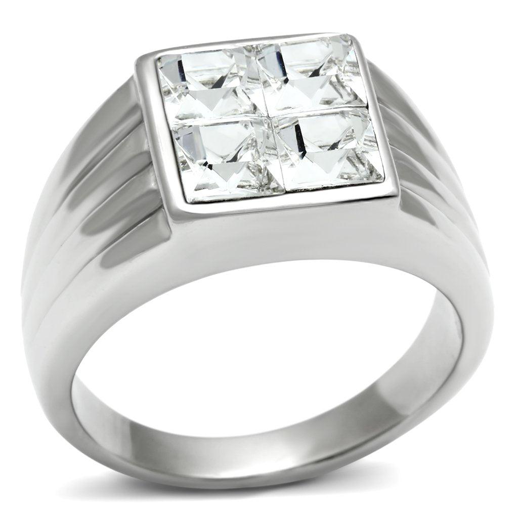 Men's Jewelry - Rings Men Stainless Steel Synthetic Crystal Rings TK489