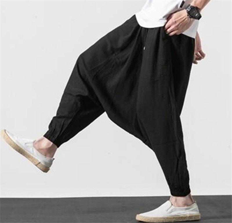 Samurai Style Black Cotton Drop Crotch Harem Pants Women, Plus Size  Clothing, Joggers Pants Women in Cotton Stretch Fabric -  Canada