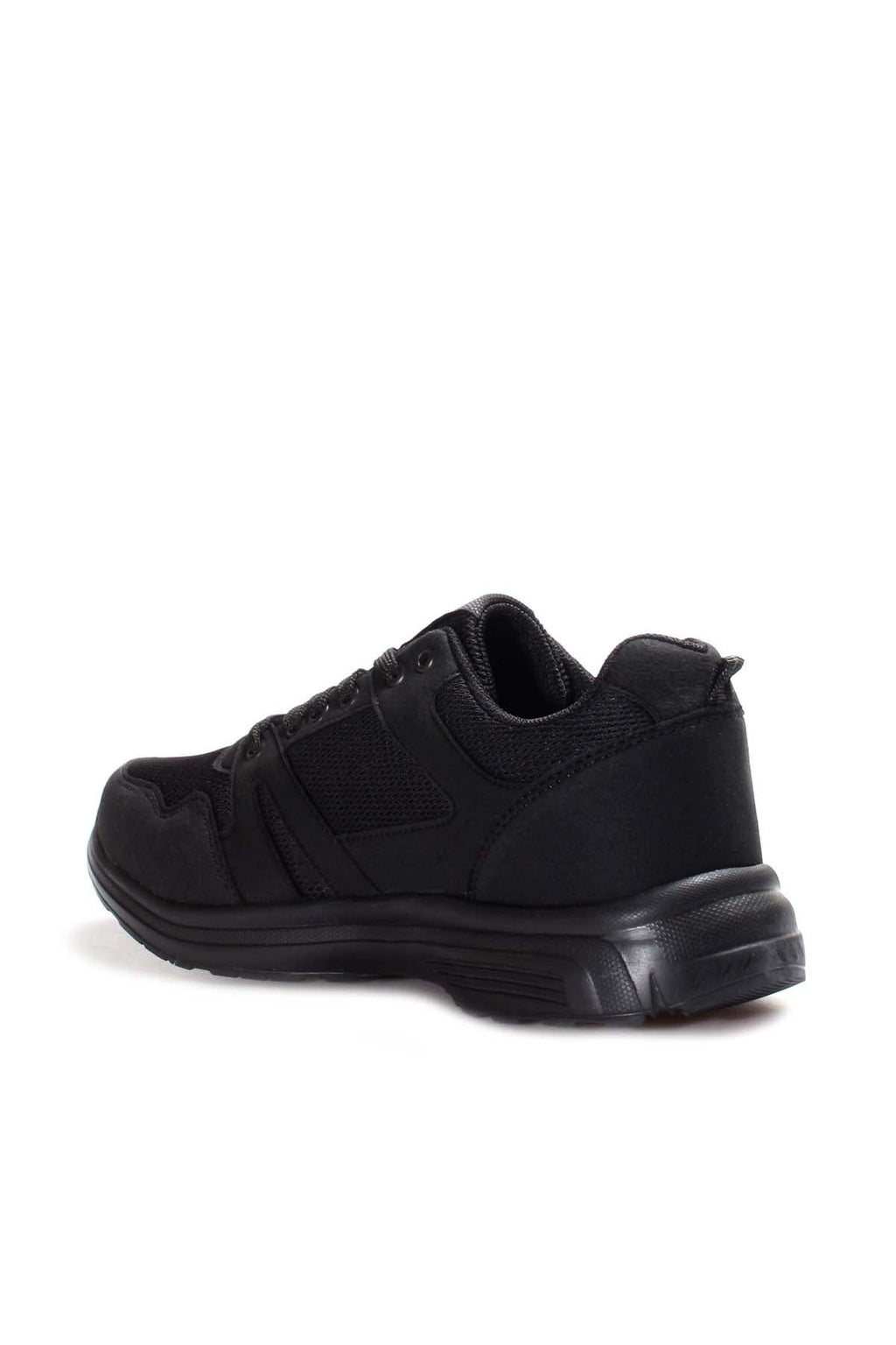 Men's All-Black Athletic Sneakers with Mesh Panels – styled view