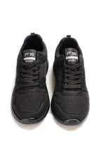 Men's All-Black Athletic Sneakers with Mesh Panels – full look view