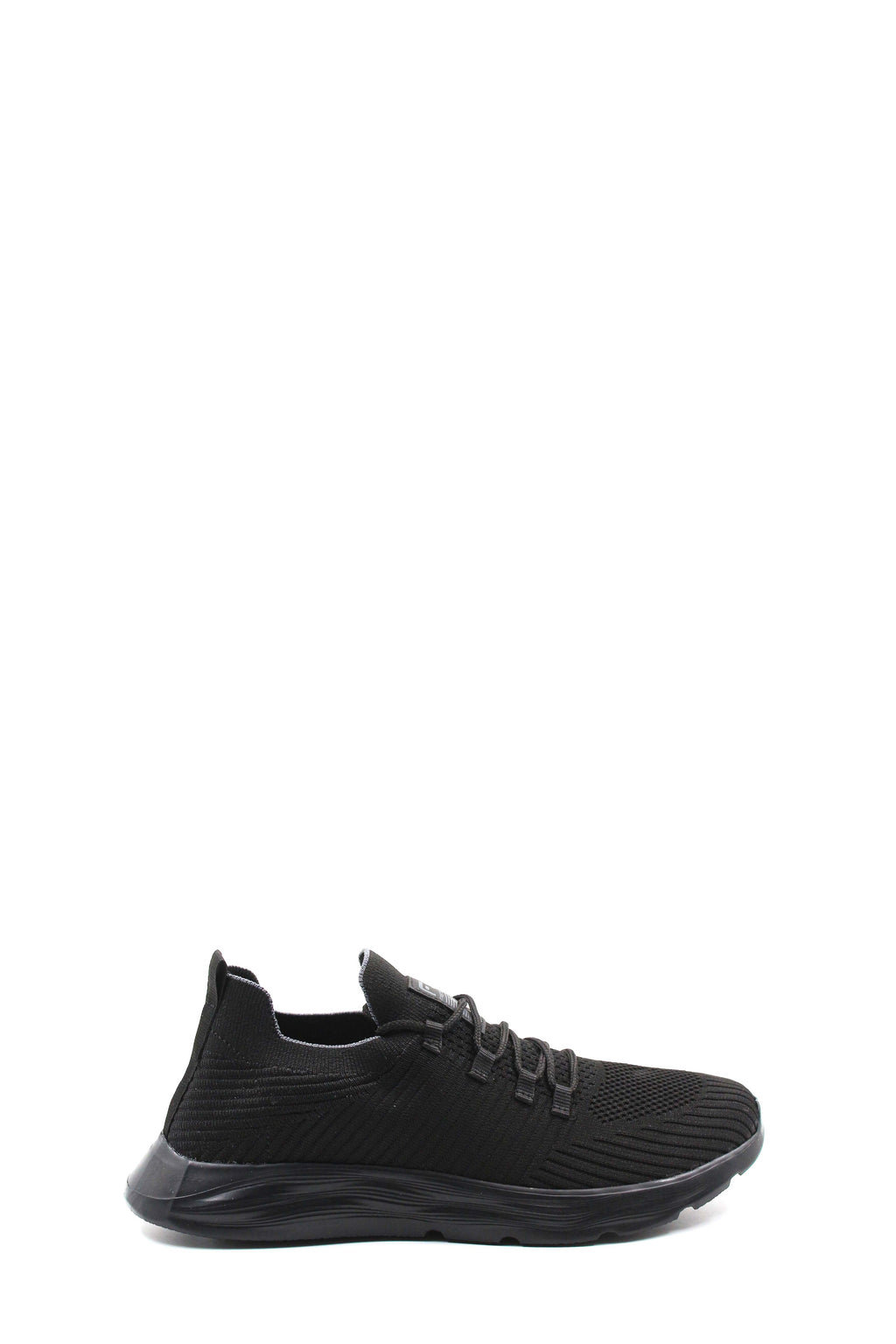 Men's All-Black Knit Sneakers with Flexible Sole – front view