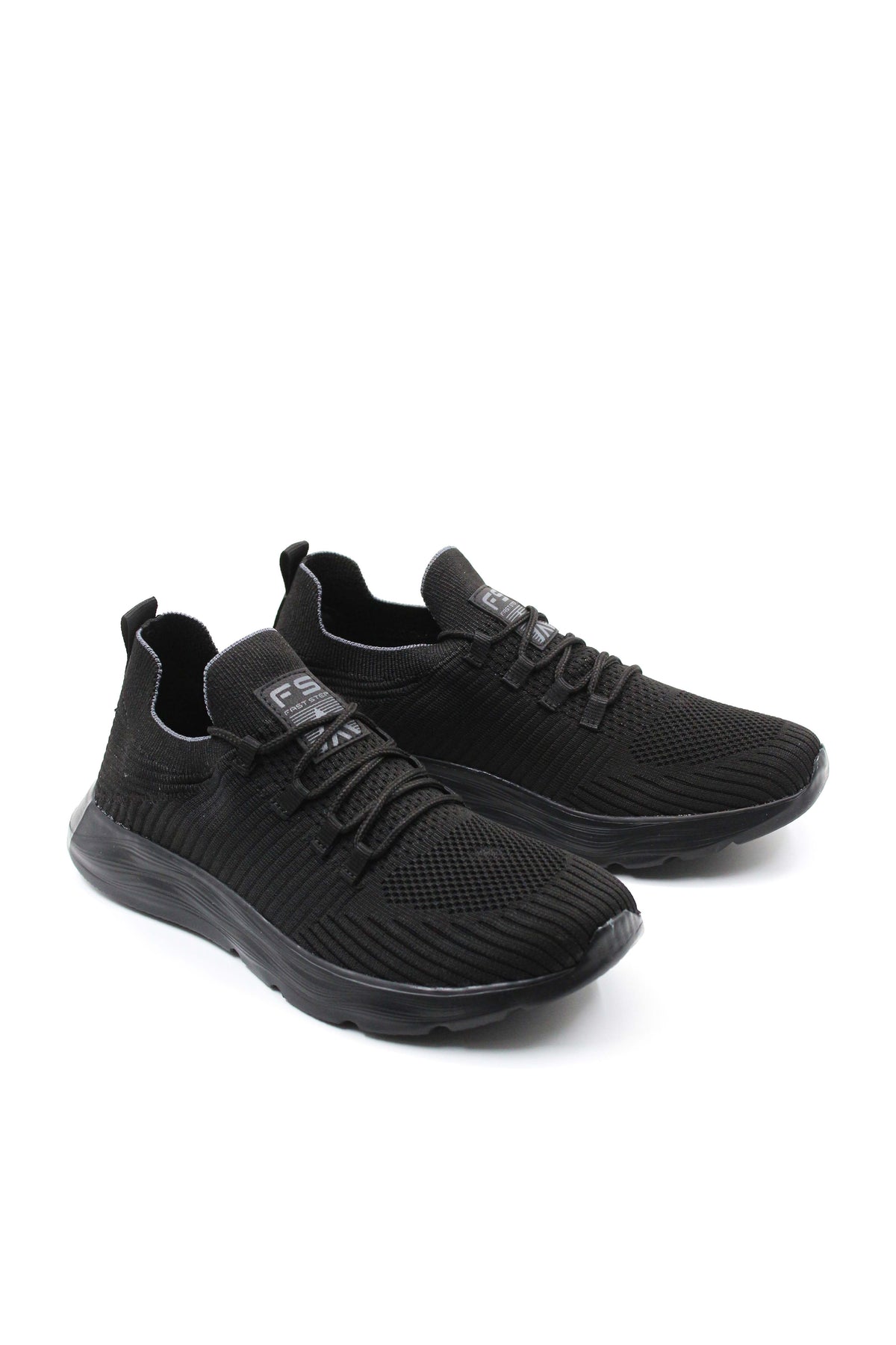 Men's All-Black Knit Sneakers with Flexible Sole – styled view