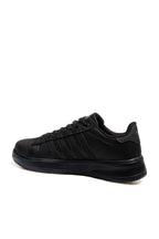 Men's All-Black Leather Low-Top Sneakers with Textured Toe – detail view
