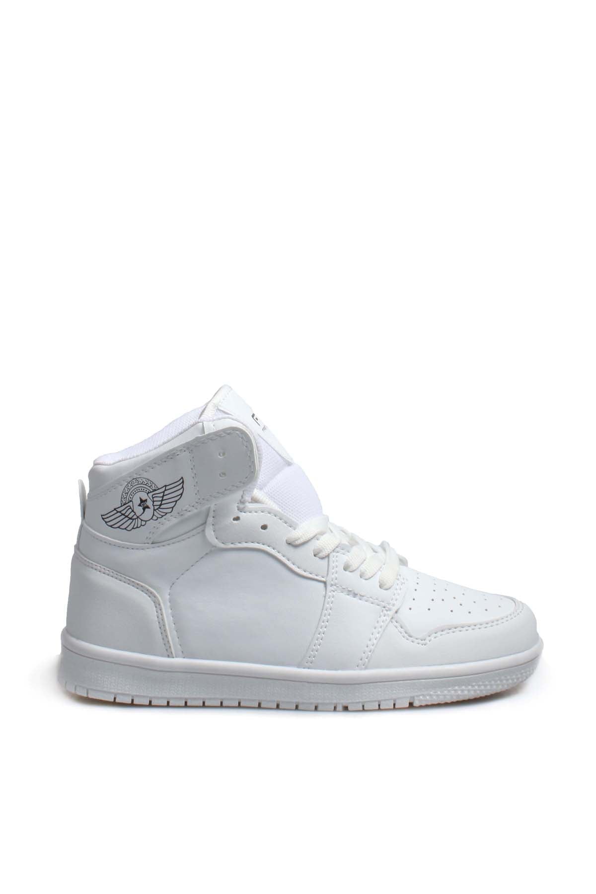 Men's All-White High-Top Sneakers with Minimalist Design – detail view