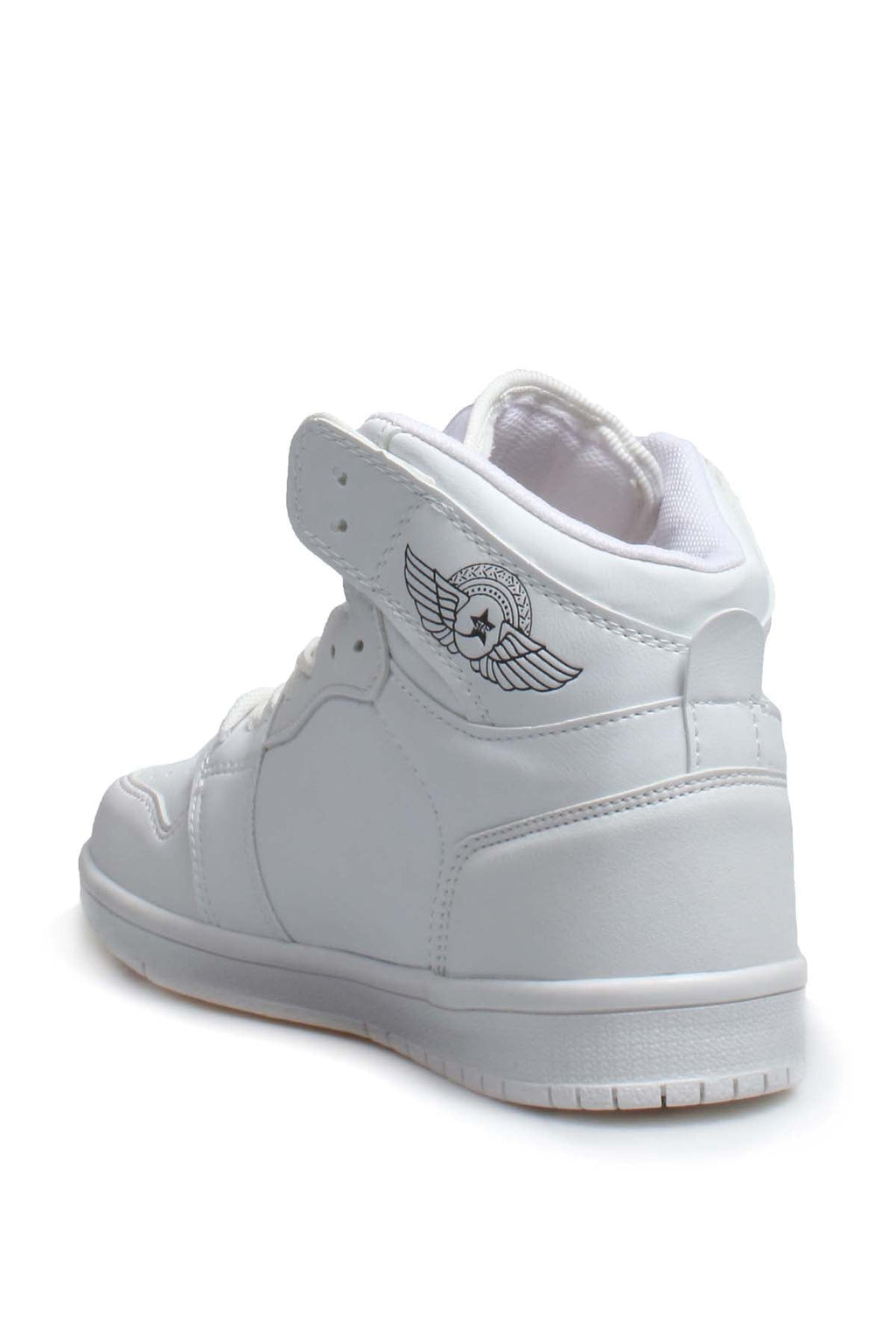 Men's All-White High-Top Sneakers with Minimalist Design – side view