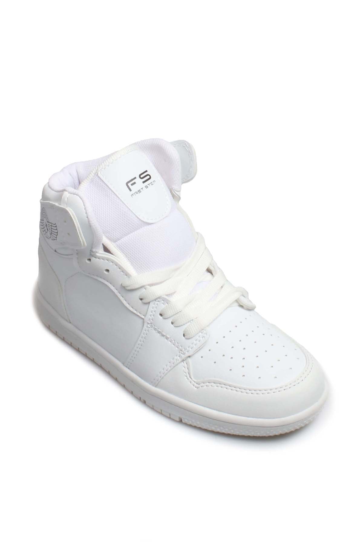Men's All-White High-Top Sneakers with Minimalist Design – styled view