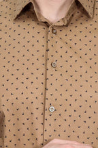 Men’s Beige Shirt with Minimal Black Pattern – full look view