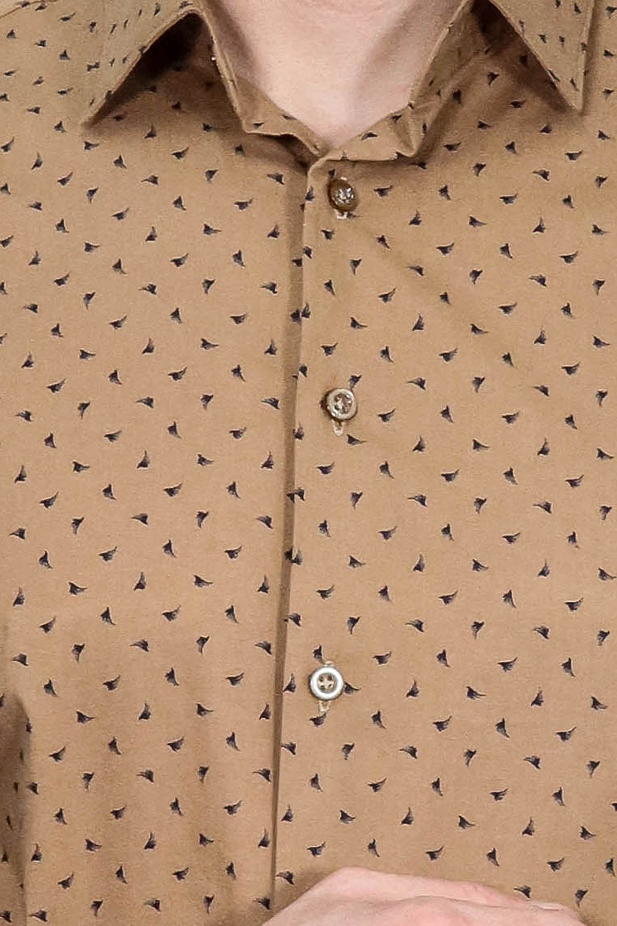Men’s Beige Shirt with Minimal Black Pattern – full look view
