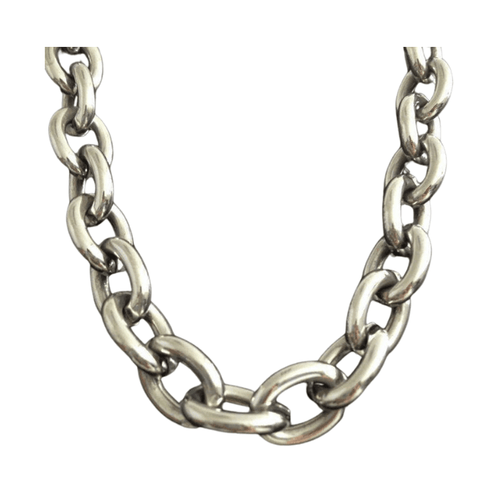 Stylish mens big link chain necklace in silver for a bold fashion statement