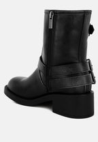 Women's black leather biker boots for stylish casual wear