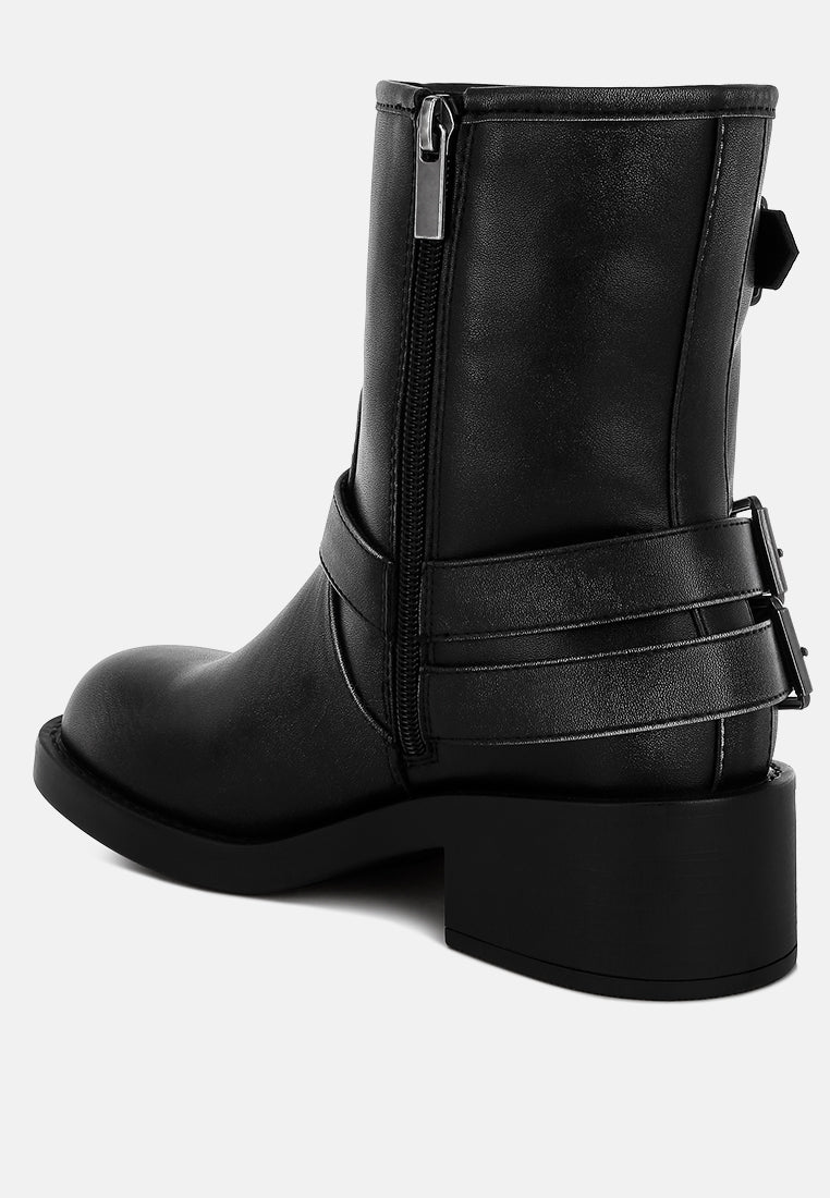 Women's black leather biker boots for stylish casual wear