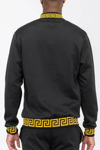 Mens Black And Gold Detail Track Suit Jacket - VacationGrabs