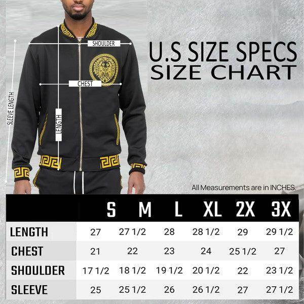 Mens Black And Gold Detail Track Suit Jacket - VacationGrabs
