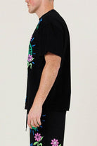 Men's Shirts - Tee's Mens Black And Green Flower Graphic Tee
