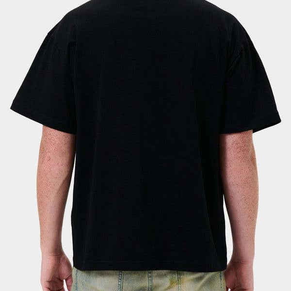 Men's Shirts - Tee's Mens Black Chenille Patch Tee Shirt