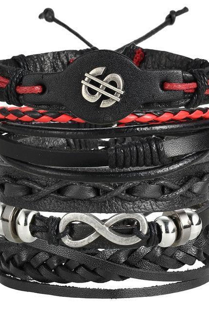 Men's Jewelry - Wristbands Mens Black Dollar Sign $ Infinity Wrist Band Braided Set