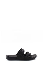 Men's Black Double-Strap Slide Sandals with Adjustable Buckles – detail view