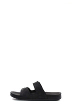 Men's Black Double-Strap Slide Sandals with Adjustable Buckles – side view