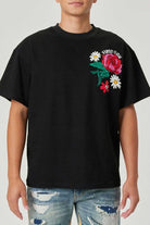 Men's Shirts Mens Black Flower Embo/Puff Tee
