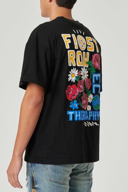 Men's Shirts Mens Black Flower Embo/Puff Tee