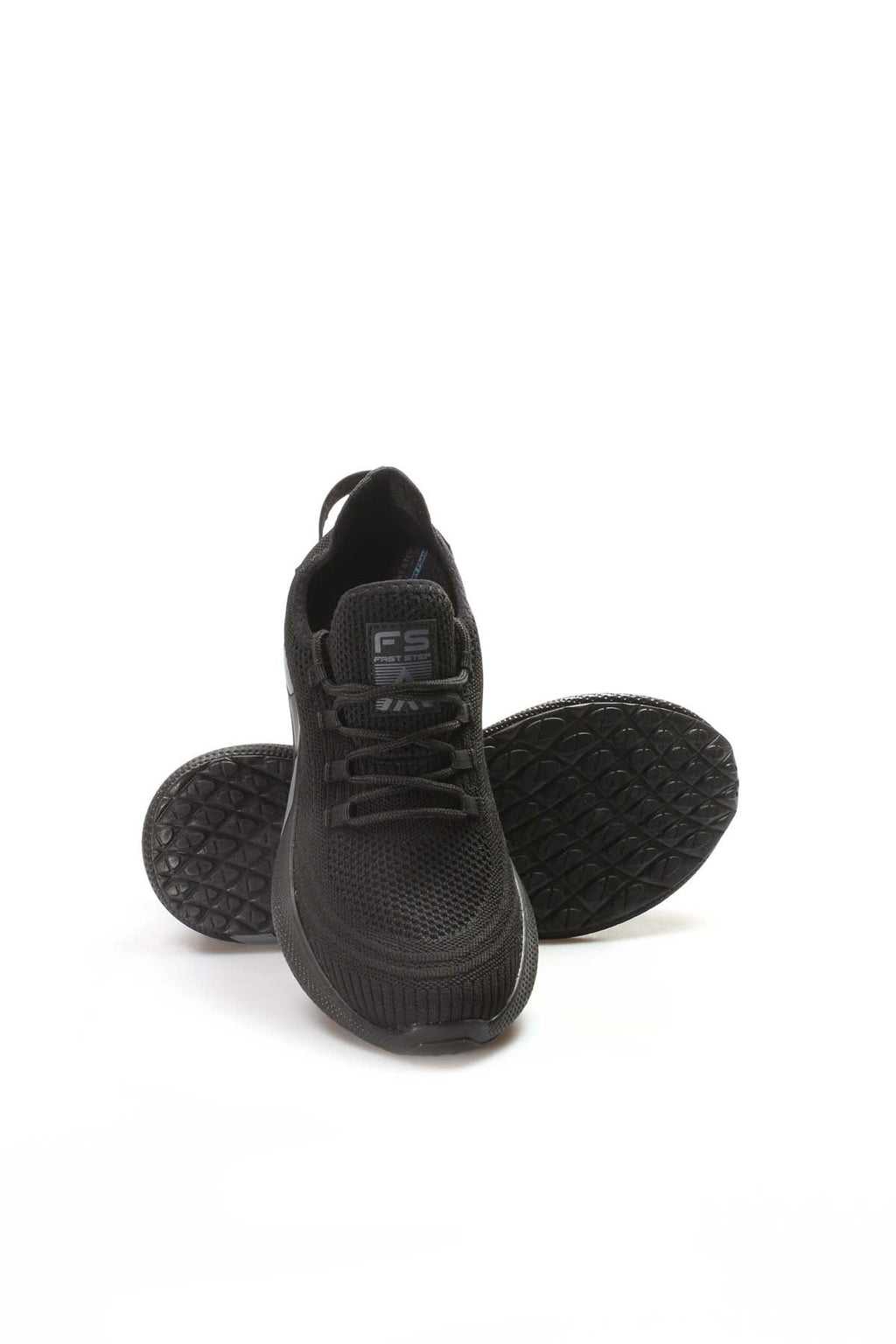 Men's Black Knit Sneakers with Lightweight Sole – close up view