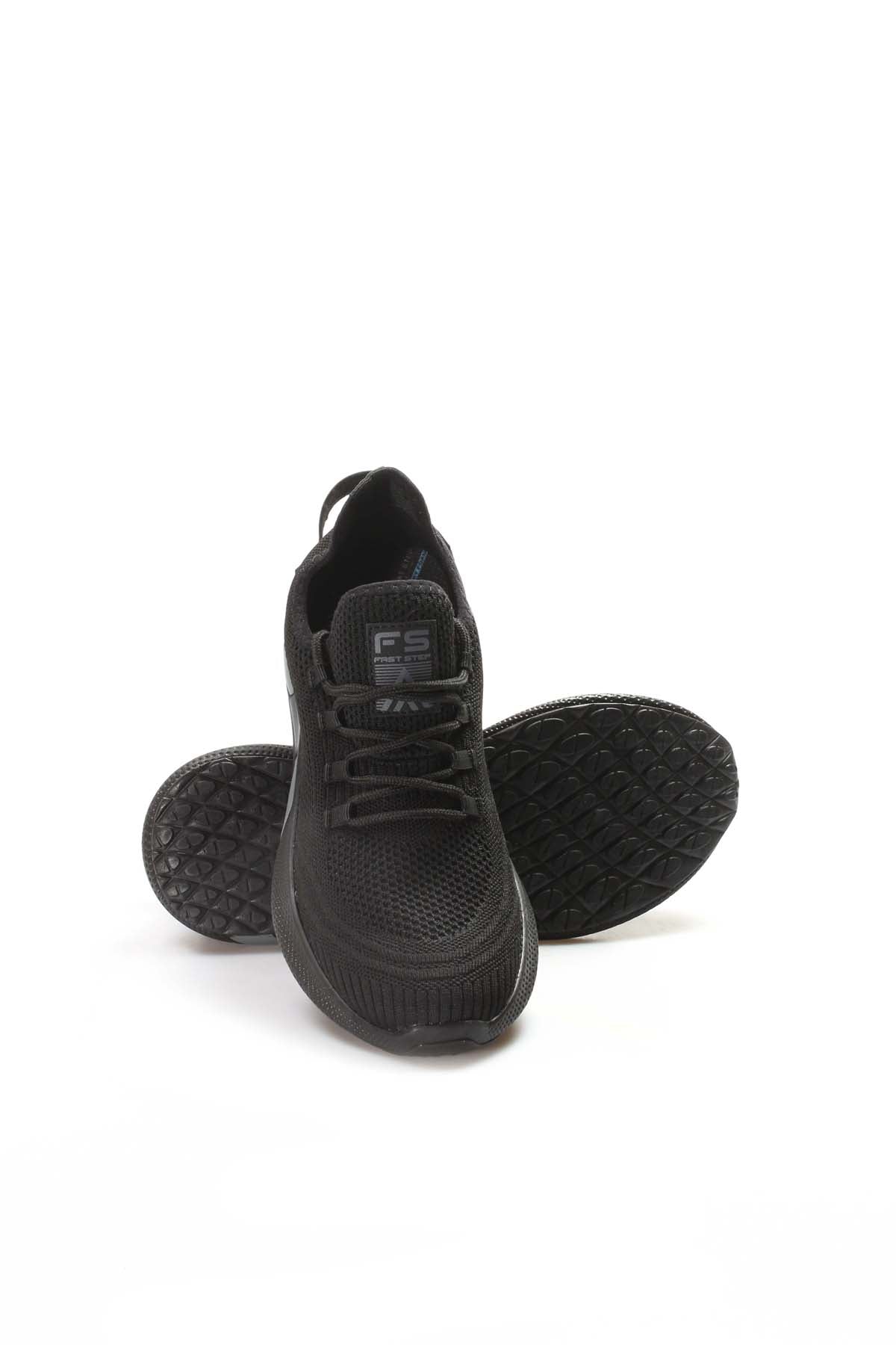 Men's Black Knit Sneakers with Lightweight Sole – close up view
