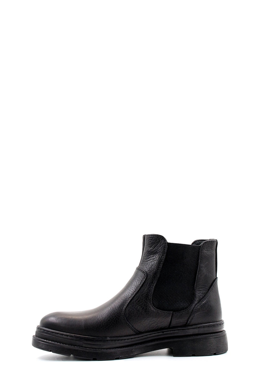Men's Black Leather Chelsea Boots with Rugged Sole – side view