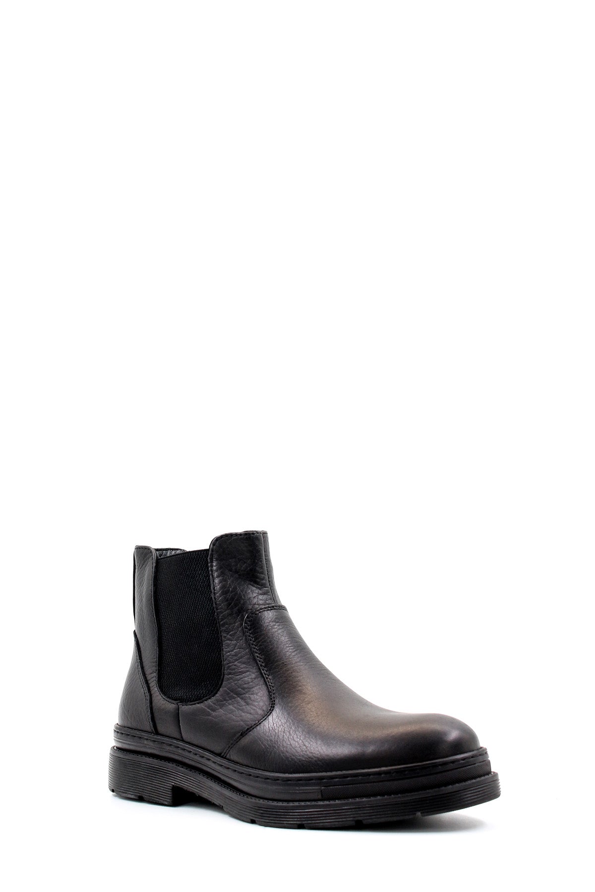 Men's Black Leather Chelsea Boots with Rugged Sole – styled view