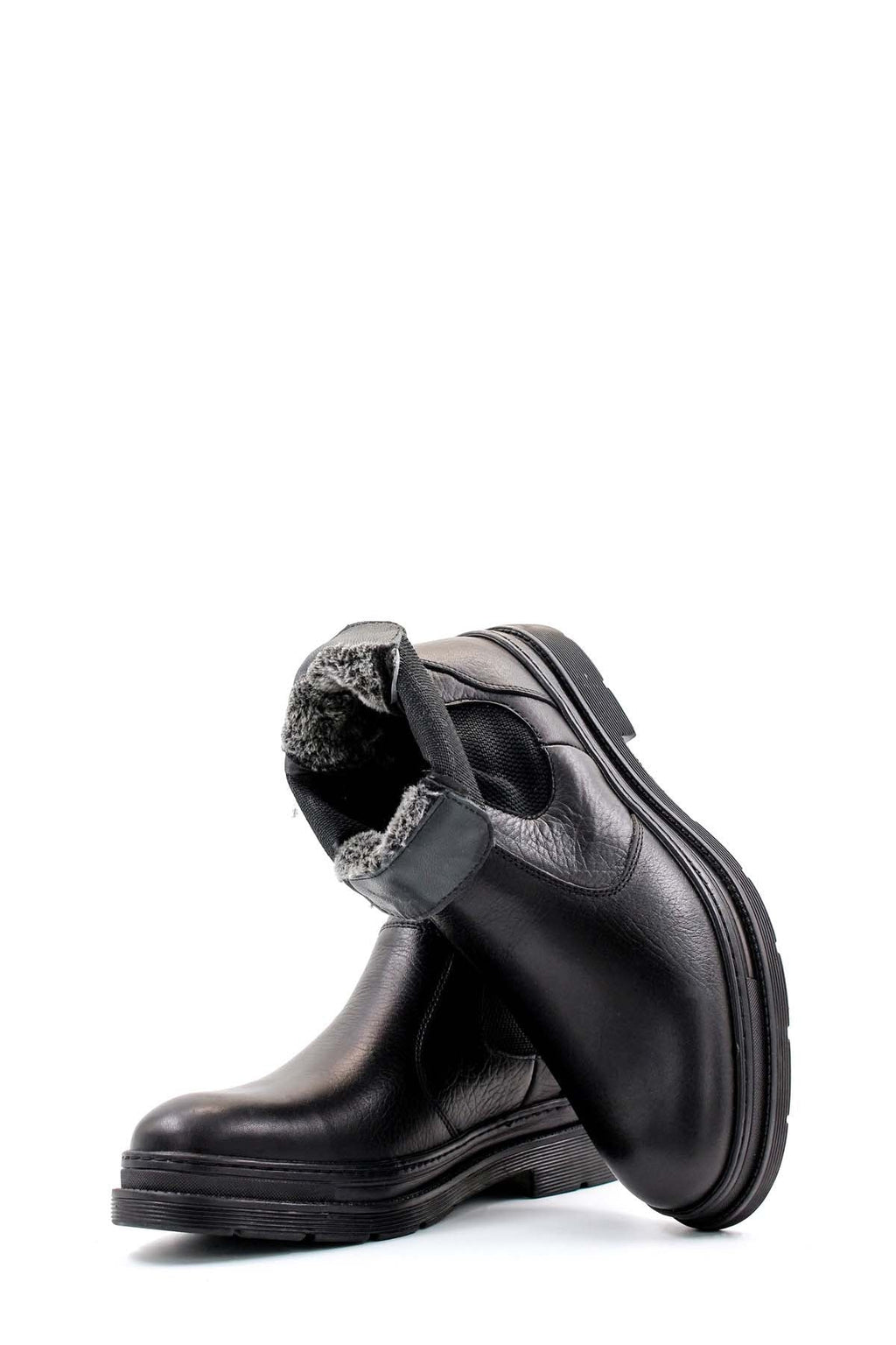 Men's Black Leather Chelsea Boots with Rugged Sole – full look view