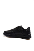 Men's Black Leather Low-Top Sneakers with Perforated Design – detail view