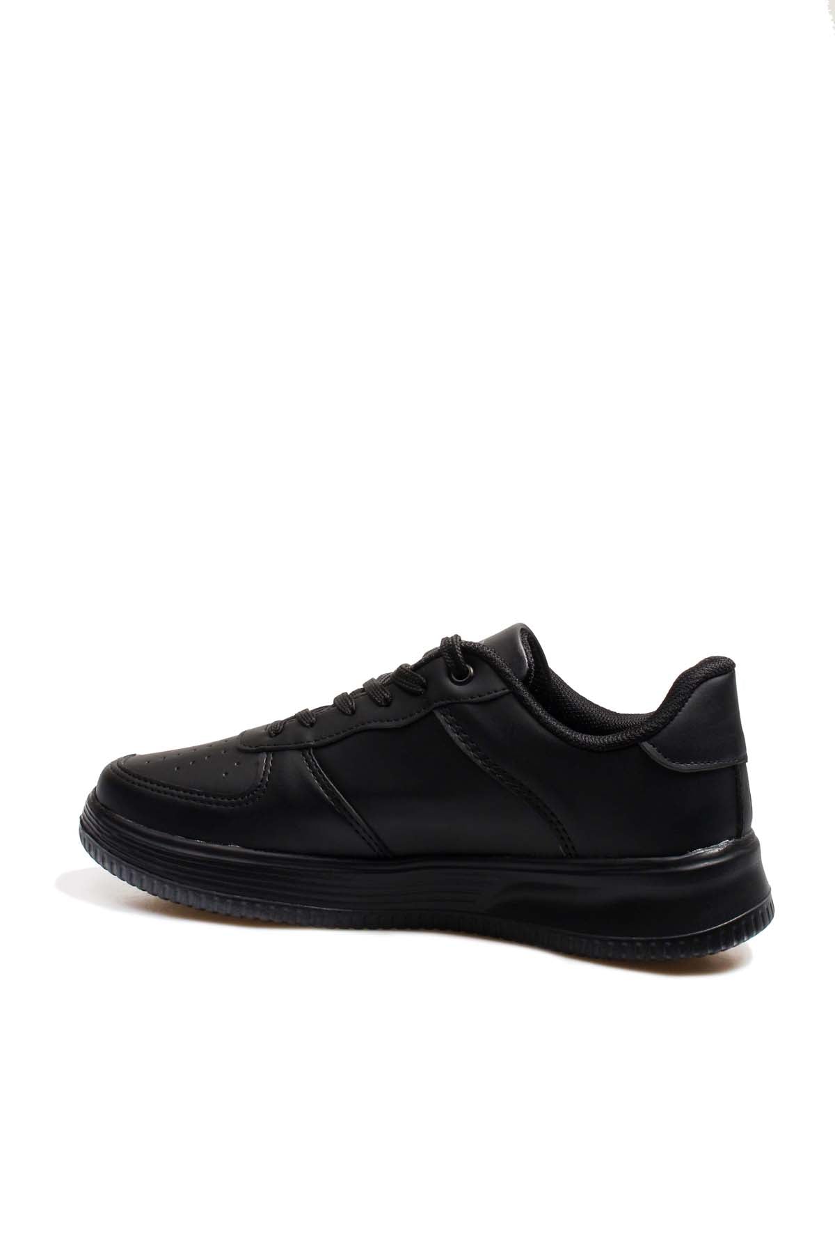 Men's Black Leather Low-Top Sneakers with Perforated Design – detail view